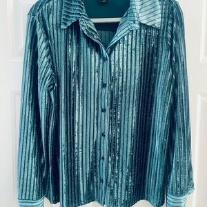 House of Harlow 1969 Green velveteen blouse . Large